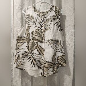 100 % Linen Tropical Print Sleeveless Top & Skirt